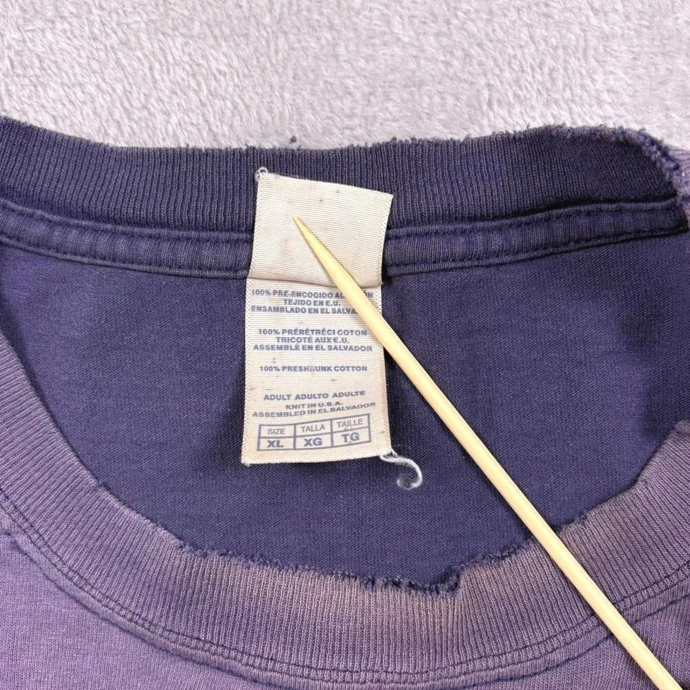 Y2K Vintage Quinnipiac‎ University Long Sleeve Tee XL Faded Distressed Blue